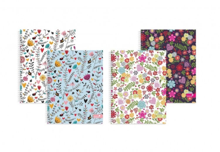 Picture of 9805-Silvine A4 Twinwire Notebook Hearts Flowers Design 160P